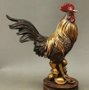 zmrui China Folk Chinese Bronze Copper Gilt Wealth Zodiac YuanBao Cock rooster Statue
zmrui China Folk Chinese Bronze Copper Gilt Wealth Zodiac YuanBao Cock rooster Statue