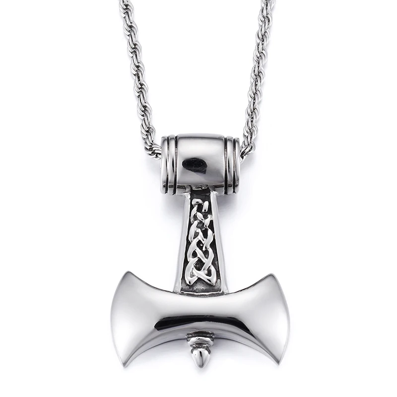 Brand New Men's Vintage Silver Gothic Stainless Steel Thor's hammer axe Pendant Necklace Free rope chain 22'' 4mm
Brand New Men's Vintage Silver Gothic Stainless Steel Thor's hammer axe Pendant Necklace Free rope chain 22'' 4mm