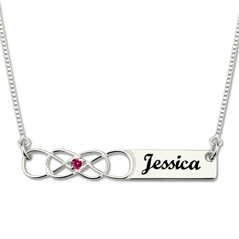 AILIN Sterling Silver Double Infinity Bar Necklace With Birthstone Infinity Jewelry Engraved Name Bar
AILIN Sterling Silver Double Infinity Bar Necklace With Birthstone Infinity Jewelry Engraved Name Bar