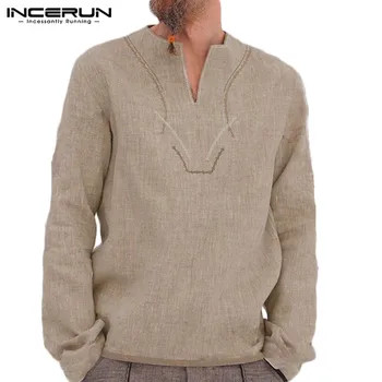INCERUN 2020 Men Shirt V Neck Vintage Loose Long Sleeve Solid Color Retro Brand Pullovers Casual Shirts Men Camisa Masculina 5XL
INCERUN 2020 Men Shirt V Neck Vintage Loose Long Sleeve Solid Color Retro Brand Pullovers Casual Shirts Men Camisa Masculina 5XL