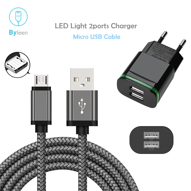 Byleen 2 Ports 5V 2A 1A USB Charger Adapter Android Micro USB Fast charging Line for Samsung Galaxy E7 E5 A7 A5 A3 J7 2015/2016
Byleen 2 Ports 5V 2A 1A USB Charger Adapter Android Micro USB Fast charging Line for Samsung Galaxy E7 E5 A7 A5 A3 J7 2015/2016