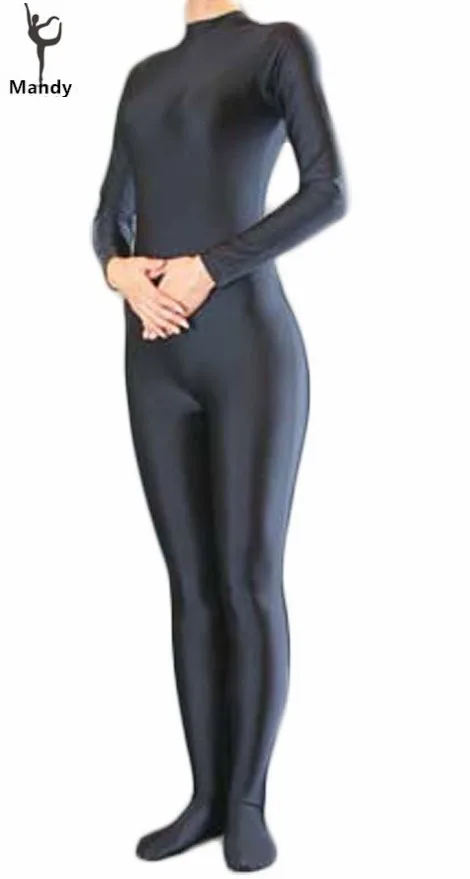 

One Piece Adult Spandex Lycra Long Sleeve Turtleneck Bodysuit Women's Skin-Tight Unitard Mens Black Zentai Dancewear Catsuit