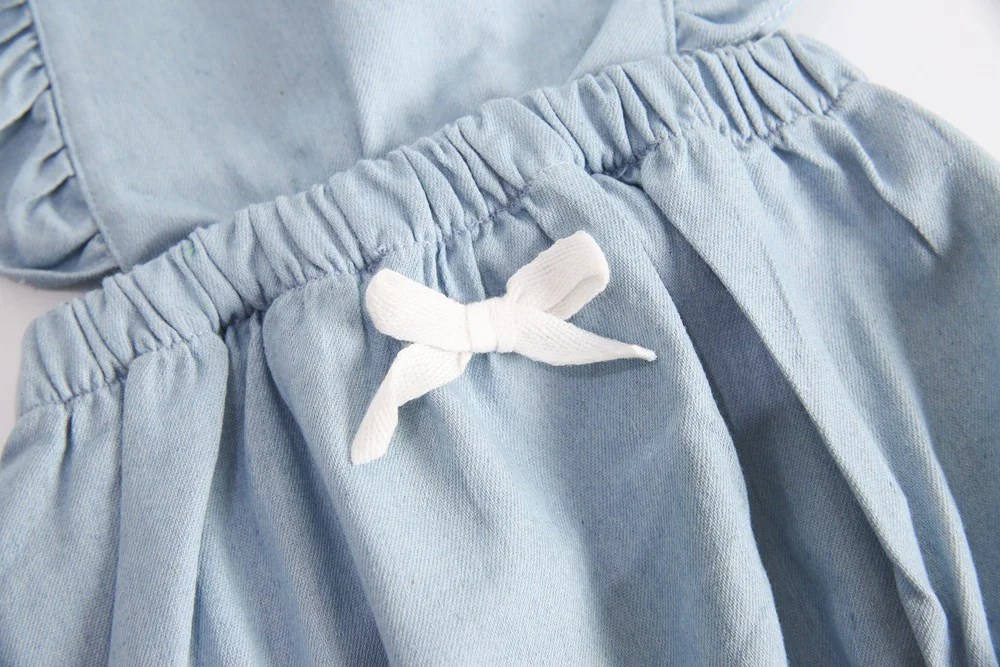Blue Romper for Newborn Baby Girls Kids Summer Fashionals Rompers Kids Girl Clothing Off Shoulder Jumpsuit Children Clothes 0-3Y (2)