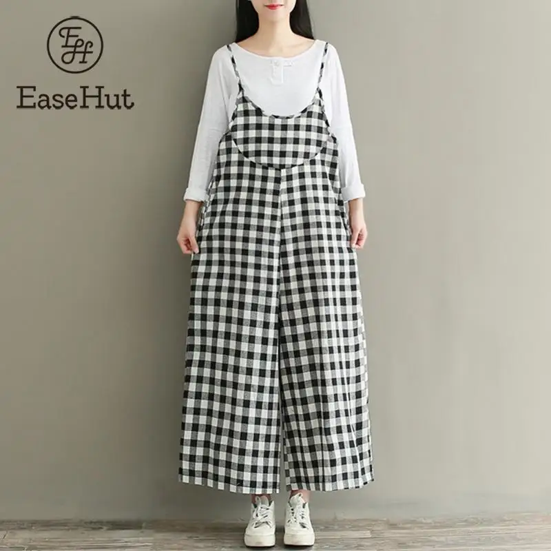 EaseHut Checkerboard Cotton Linen Wide Legs Jumpsuits for Women Plaid Strappy Casual Playsuit Plus Size Loose Harem Pant Rompers
EaseHut Checkerboard Cotton Linen Wide Legs Jumpsuits for Women Plaid Strappy Casual Playsuit Plus Size Loose Harem Pant Rompers