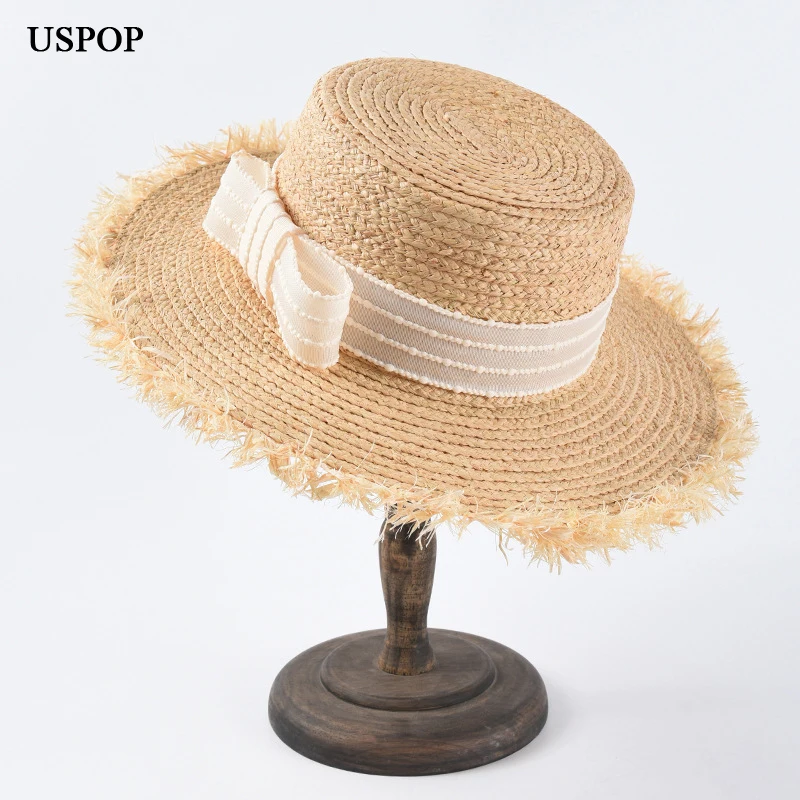 USPOP Fashion summer hats for women raffia wide brim sun hats rough edges flat top bow beach hats
USPOP Fashion summer hats for women raffia wide brim sun hats rough edges flat top bow beach hats