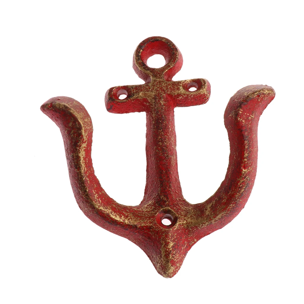 Metal Anchor Hooks Wall Door Mounted Clothes Towel Hat Key Hanger White Red Blue Brown andcrafted classic antique cast iron