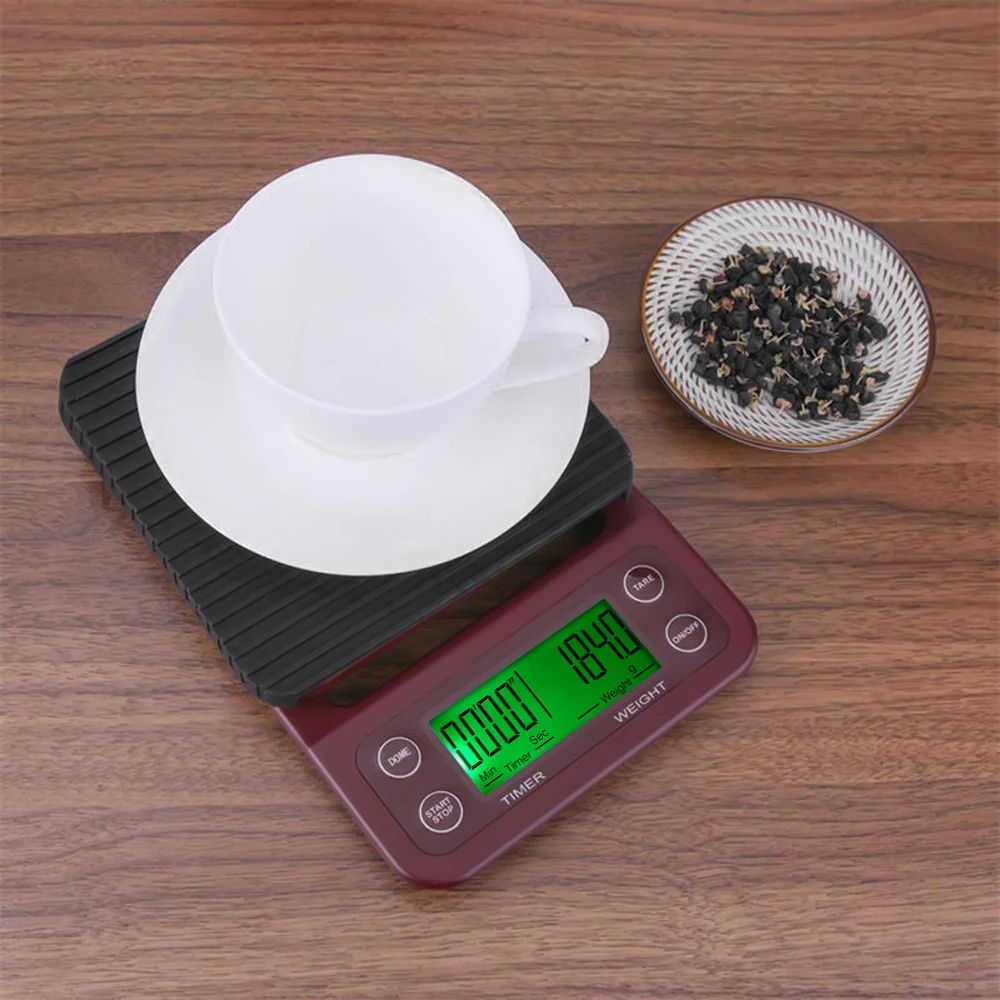 

Electric Kitchen Scale Coffee Scale with Timer and Tare Function 5kg/0.5g Coffee Drip Scale Accurate Balance LCD Backlight