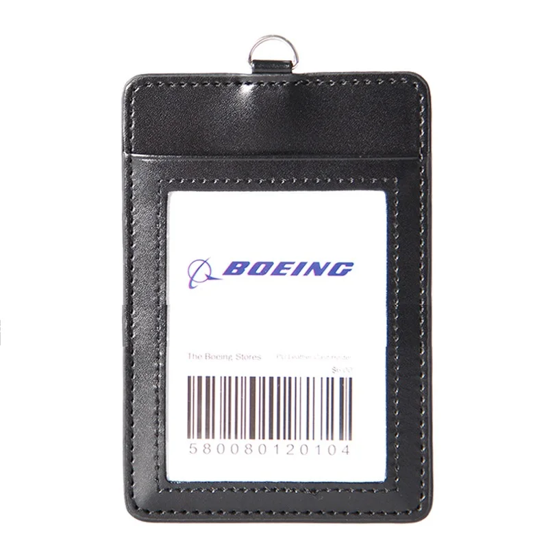 Boeing Card & ID Holder PU Leather Single Layer Badge Case Black One