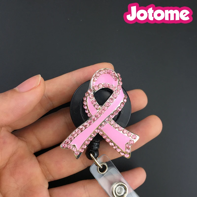 Breast cancer awareness pink rhinestone ribbon retractable badge reel, badge holder, ID badge reel for Nurse, Doctor, Teacher
Breast cancer awareness pink rhinestone ribbon retractable badge reel, badge holder, ID badge reel for Nurse, Doctor, Teacher