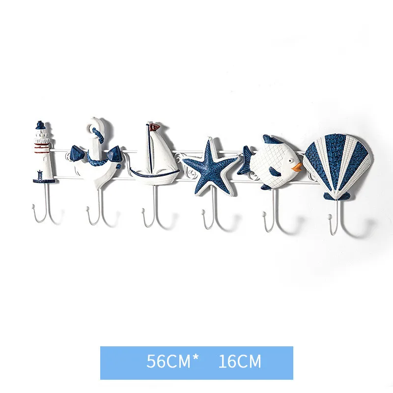 Waliicorners style coat hook creative wooden 6 hooks Ocean home starfish shell sailing seabird hooks decorative practical 8 HTB1o4mKc3KG3KVjSZFLq6yMvXXaD