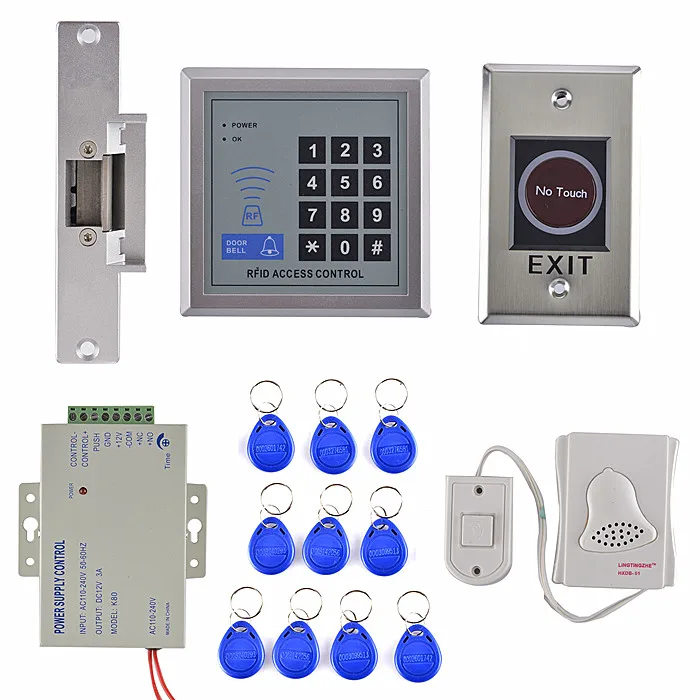 Фото RFID Система контроля доступа полный комплект + Электрический удар Дверные замки