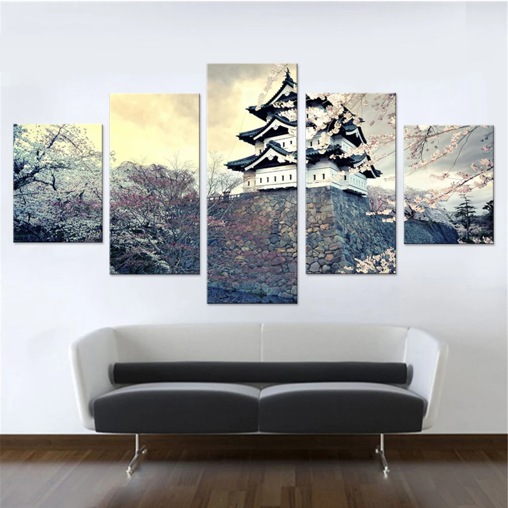 Painting Prints Home Decor Modern Canvas 5 Pieces/Set City Sakura Japan Spring For Living Room Modular HD Wall Art Picture
Painting Prints Home Decor Modern Canvas 5 Pieces/Set City Sakura Japan Spring For Living Room Modular HD Wall Art Picture