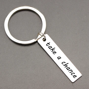 Take a chance Keychain Inspirational key fob Custom engraved Alloy Individuation Accessory Keydangle Silver Bagchian BFF Gift
Take a chance Keychain Inspirational key fob Custom engraved Alloy Individuation Accessory Keydangle Silver Bagchian BFF Gift