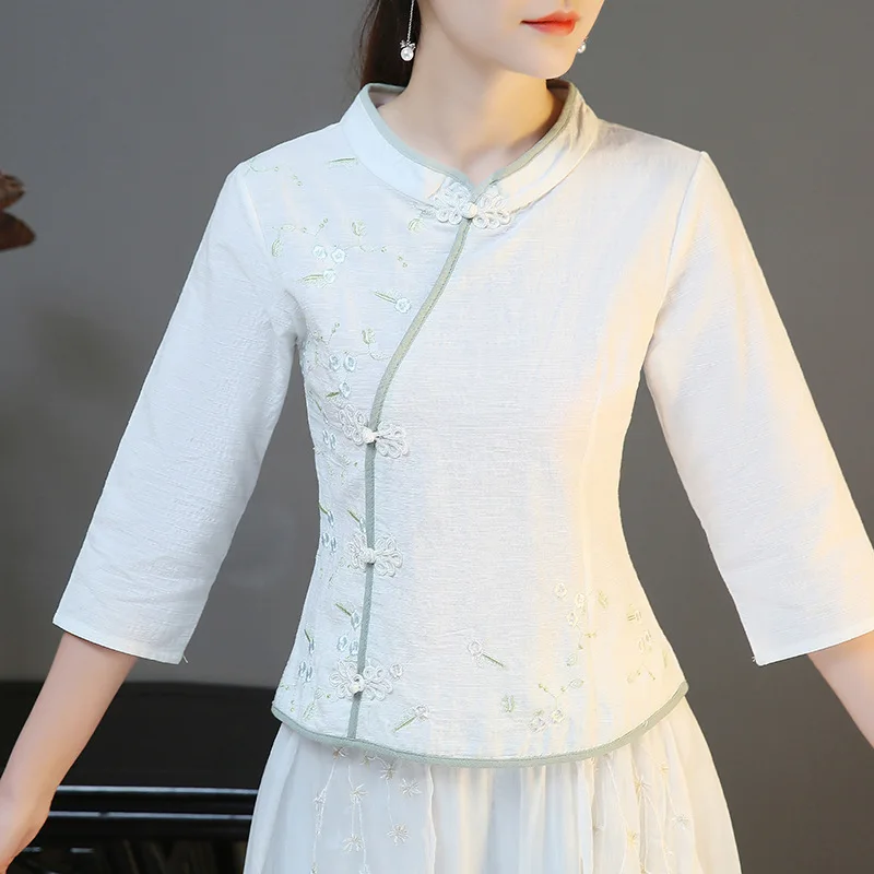 White Jacquard Tang Suit Tops Women's 2018 Spring and Summer Cotton Retro Slim Three Quarter Sleeve Traditional Chinese Clothing
White Jacquard Tang Suit Tops Women's 2018 Spring and Summer Cotton Retro Slim Three Quarter Sleeve Traditional Chinese Clothing