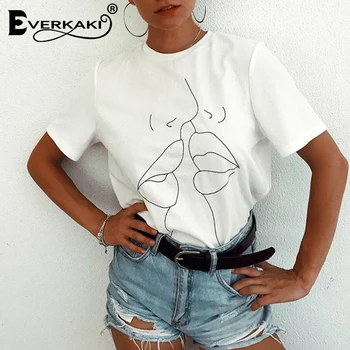Everkaki Funny Kiss Pattern Print T-shirt Women Harajuku Top Vogue Kawaii White Ladies T shirt Boho Ulzzang 2020 Female Summer
Everkaki Funny Kiss Pattern Print T-shirt Women Harajuku Top Vogue Kawaii White Ladies T shirt Boho Ulzzang 2020 Female Summer