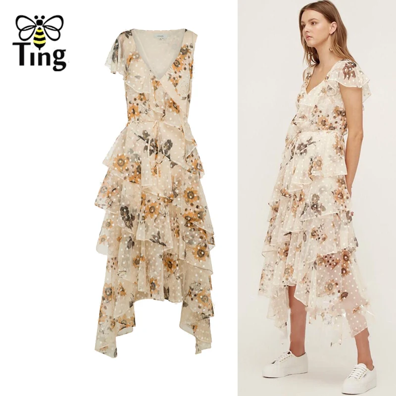 Tingfly Designer Ruffles Polka Dot Floral Midi Dress Fashion Asymmetrical Layered Ruffled Long Dress Summer Casual Beach Vestido
Tingfly Designer Ruffles Polka Dot Floral Midi Dress Fashion Asymmetrical Layered Ruffled Long Dress Summer Casual Beach Vestido