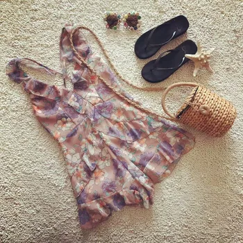 MUMUZI beach wear summer vacation jumpsuit romantic blooming flowers V-neck sling ruffled cross-back backless shorts female
MUMUZI beach wear summer vacation jumpsuit romantic blooming flowers V-neck sling ruffled cross-back backless shorts female