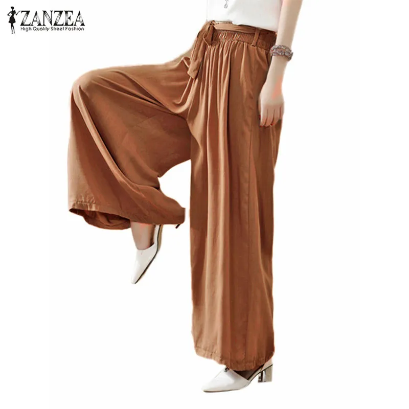 ZANZEA 4 Colors 2019 Summer Women Casual Loose Wide Leg Pants Fashion Elastic Waist Trousers Casual Cotton Long Pants Plus Size 
ZANZEA 4 Colors 2019 Summer Women Casual Loose Wide Leg Pants Fashion Elastic Waist Trousers Casual Cotton Long Pants Plus Size