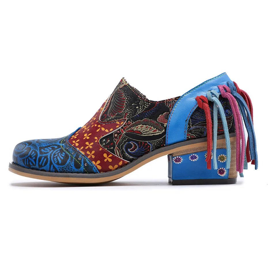 Vintage Bohemia Genuine Leather Women Pumps Handmade Comfortable Ladies Oxford Brogue Shoes Retro Slip On Embroidery Women Shoes (8)