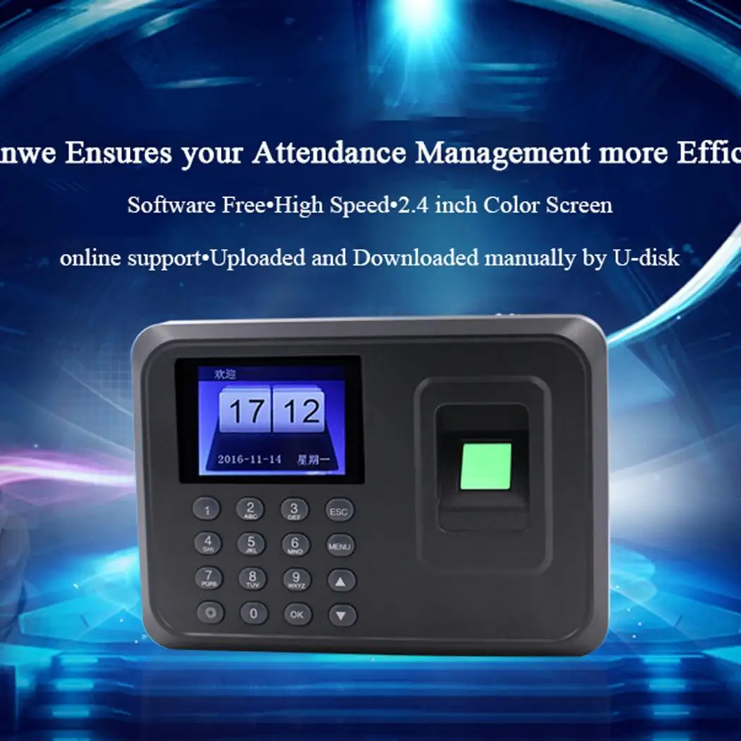 

Biometric Fingerprint Time Attendance System Clock Recorder Employee Recognition Office Device Electronic Machine Five languages