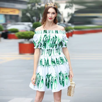 Women Dress 2018 High Quality Spring Summer Runway Designer Slash Neck Short Sleeve Pea Printed Casual Mini Dress NPD0577N
Women Dress 2018 High Quality Spring Summer Runway Designer Slash Neck Short Sleeve Pea Printed Casual Mini Dress NPD0577N