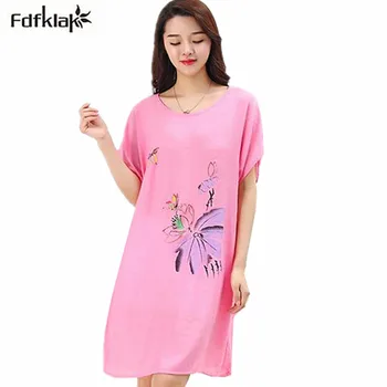 Women nightdress cotton short sleeve elegant print loose nightgowns female night shirt sleepwear for ladies summer dress
Women nightdress cotton short sleeve elegant print loose nightgowns female night shirt sleepwear for ladies summer dress