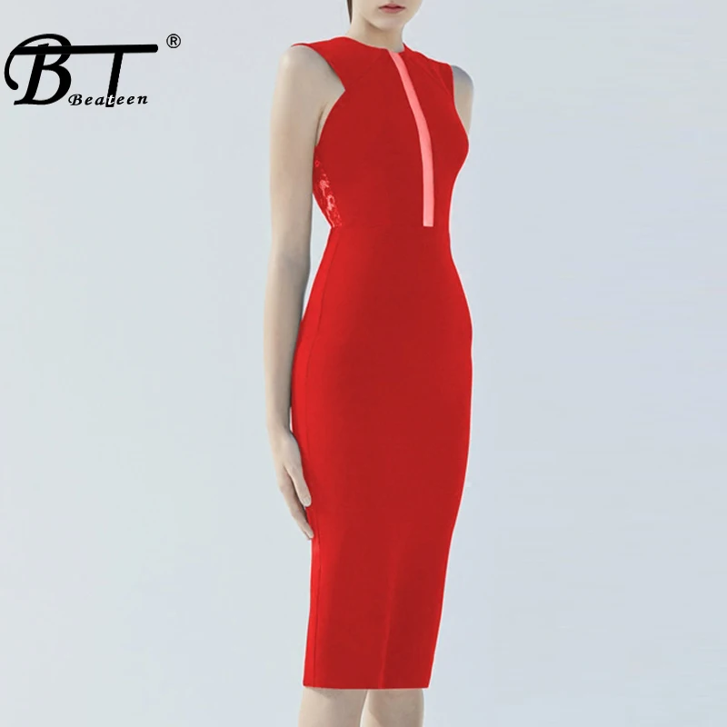Beateen Elegant O Neck Knee Length Sleeveless Lady Dress Sexy Hollow Out Print Autumn Women Bandage Dress 2018 New Arrival
Beateen Elegant O Neck Knee Length Sleeveless Lady Dress Sexy Hollow Out Print Autumn Women Bandage Dress 2018 New Arrival