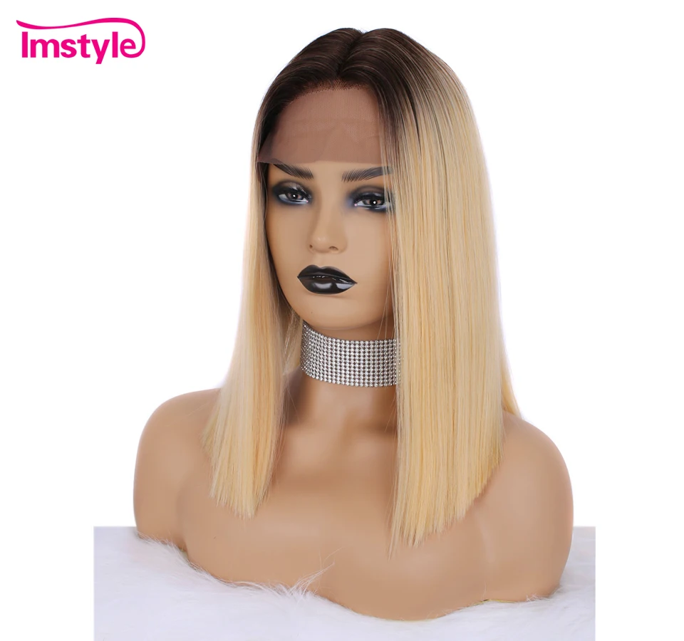 Imstyle Ombre Blonde Lace Front Wig Short Bob Straight Hair Synthetic Hair Wigs For Women Heat Resistant Fiber Cosplay Wig
Imstyle Ombre Blonde Lace Front Wig Short Bob Straight Hair Synthetic Hair Wigs For Women Heat Resistant Fiber Cosplay Wig