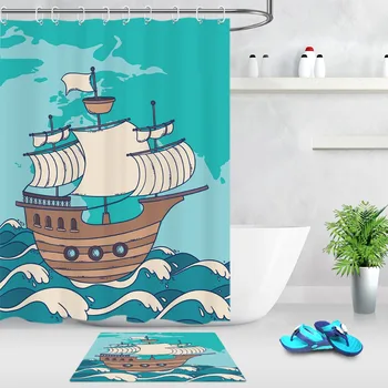 Sea Wave Navigation Sailboat Cartoon Anime Shower Curtains Bathroom Curtain Waterproof Polyester Fabric for Bathtub Home Decor
Sea Wave Navigation Sailboat Cartoon Anime Shower Curtains Bathroom Curtain Waterproof Polyester Fabric for Bathtub Home Decor