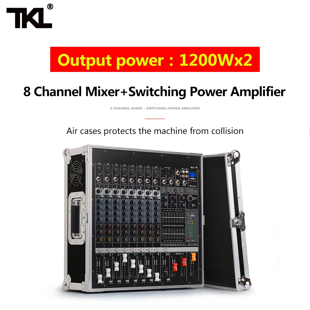 TKL PH2400 8 1200W Power Amplifier DJ Mixer Support USB Bluetooth Song Playing Professional Stage Performance Airbox Set
TKL PH2400 8 1200W Power Amplifier DJ Mixer Support USB Bluetooth Song Playing Professional Stage Performance Airbox Set