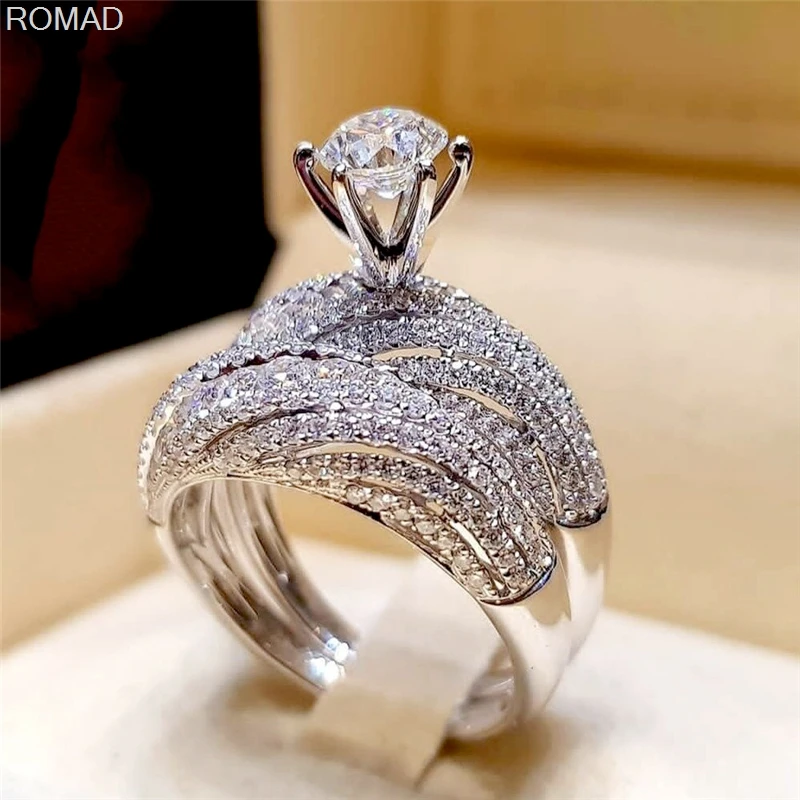 Cute Fashion Luxury Female Crystal White Zircon Ring Set Boho 925 Silver Wedding Bridal Sets Promise Engagement Rings For Women
Cute Fashion Luxury Female Crystal White Zircon Ring Set Boho 925 Silver Wedding Bridal Sets Promise Engagement Rings For Women