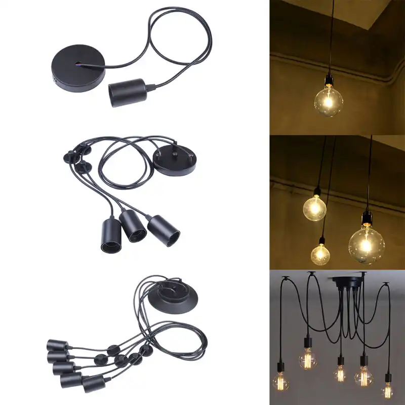 Gentelway Chandelier Led Vintage Edison Ceiling Hanging Light Lighting Multiple Ajustable Diy Spider Lamp E27 Creative Bar Coffe