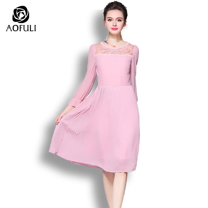 AOFULI L- XXXL XXXXL 5XL Pink Pearl Beadings Midi Dress Plus Size Women Long Sleeve Fashion Party Dress For Birthday Dinner 9062
AOFULI L- XXXL XXXXL 5XL Pink Pearl Beadings Midi Dress Plus Size Women Long Sleeve Fashion Party Dress For Birthday Dinner 9062