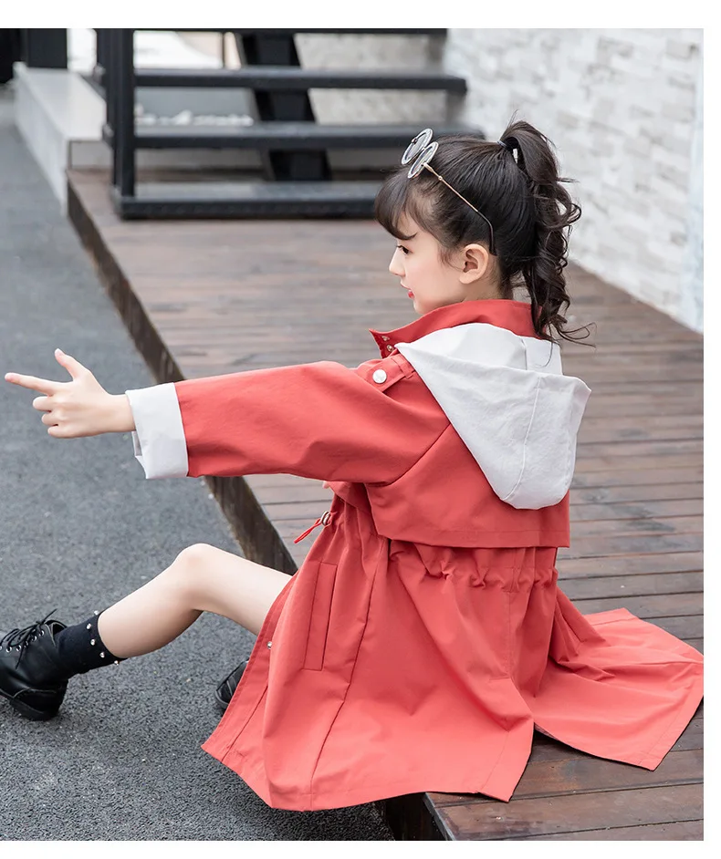 Girls Hooded Patchwork Long Jackets For Kids Pink Orange Cotton 2019 Autumn Trench Coat Clothing Children Outerwear Tops Clothes (10).jpg
