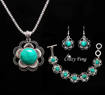 Lattest Tibetan Silver Women Jewelry Sets Pendant Necklace Earrings Bracelet Jewelry sets Free Shipping Jewelry Gift For Women 
Lattest Tibetan Silver Women Jewelry Sets Pendant Necklace Earrings Bracelet Jewelry sets Free Shipping Jewelry Gift For Women