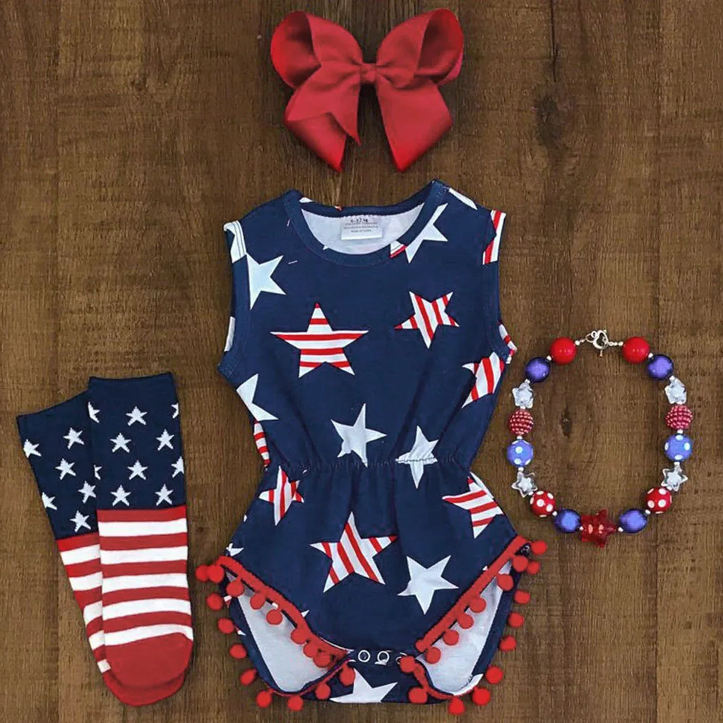 vestido infantil Infant Baby Boys&Girls 4th of July Stars and Stripe Patriotic Romper Bodysuit meisjes kleding ensemble fille
vestido infantil Infant Baby Boys&Girls 4th of July Stars and Stripe Patriotic Romper Bodysuit meisjes kleding ensemble fille