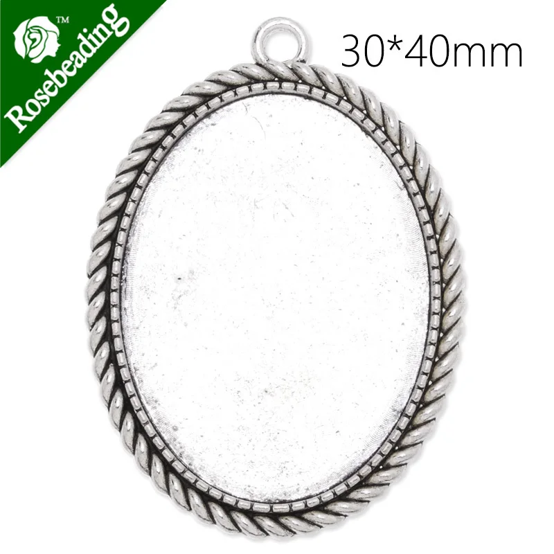 30x40mm oval antique silver plated pendant tray bezel blank settings lead and nickle free sold by 20pcs/lot-C3821 | Украшения и