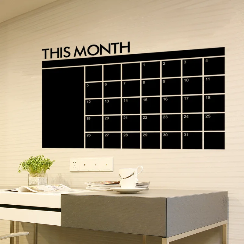 

1PCS Monthly Chalkboard Chalk Board Blackboard Removable Wall Sticker DIY Month Plan Calendar Memo Stickers 60cm X 92cm