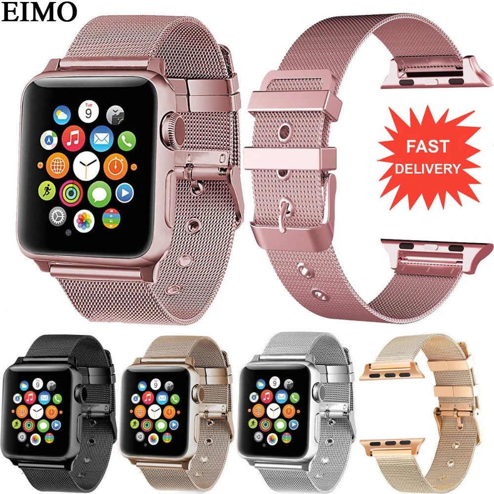 

EIMO Milanese Loop Strap For Apple Watch Band 4 42mm 38mm iWatch band 44mm 40mm Stainless Steel link Bracelet wrist Watchband