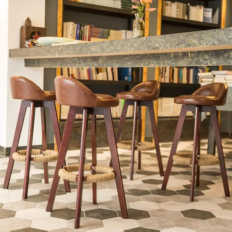 Creative solid wood bar chair bar stool American retro simple home bar stool high stool front cash register rotation
Creative solid wood bar chair bar stool American retro simple home bar stool high stool front cash register rotation