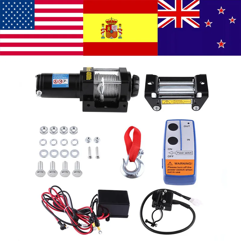 Oversea Electric 4000lb Car Winch Wire Recovery Winch Towing Cables Pull Kit 12V ATV Permanent Magnet Motor Winch Trailer Truck
Oversea Electric 4000lb Car Winch Wire Recovery Winch Towing Cables Pull Kit 12V ATV Permanent Magnet Motor Winch Trailer Truck