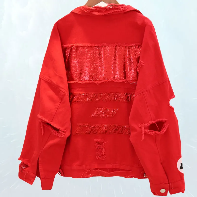 Spring Long Sleeve Women Denim Jacket Hole Hollow Out Women Coats Sequin Jacket Female Large Size Jean Jackets Outerwear SL180
Spring Long Sleeve Women Denim Jacket Hole Hollow Out Women Coats Sequin Jacket Female Large Size Jean Jackets Outerwear SL180