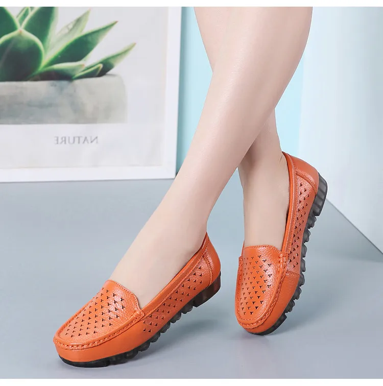 AH 201-1-2019 New Genuine Leather Cut Outs Women Summer Loafers-7