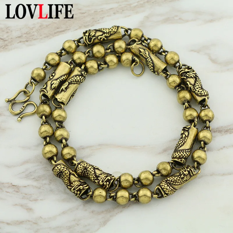 Retro Brass Men Large Beads Chain Necklace Antique Copper Dragon Pattern Cylinder Necklaces Punk Hip Hop Vintage Luxury Jewelry
Retro Brass Men Large Beads Chain Necklace Antique Copper Dragon Pattern Cylinder Necklaces Punk Hip Hop Vintage Luxury Jewelry