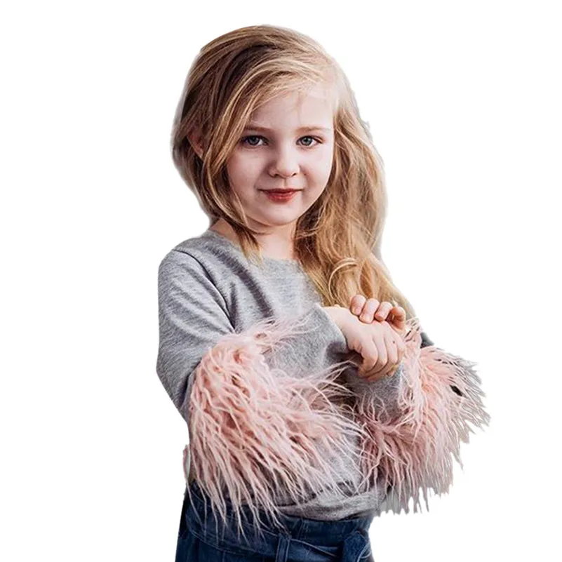 Toddler Baby Girls Long Sleeve Fluffy Splice Fur Sleeve Tops Solid Print T-Shirt pour enfants modis Children's boy clothes D4
Toddler Baby Girls Long Sleeve Fluffy Splice Fur Sleeve Tops Solid Print T-Shirt pour enfants modis Children's boy clothes D4