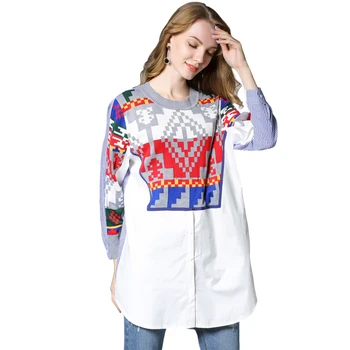 Spring new Loose shirt Stripe Mosaic Contrast color casual Long sleeve shirts Plus-size women's clothing Oversize M to 4XL
Spring new Loose shirt Stripe Mosaic Contrast color casual Long sleeve shirts Plus-size women's clothing Oversize M to 4XL
