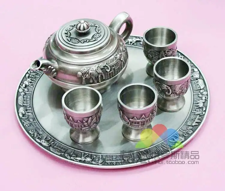 Russian tea set Silver tin teapot tea pot tray + four bowl + 6 times/the elephant
Russian tea set Silver tin teapot tea pot tray + four bowl + 6 times/the elephant