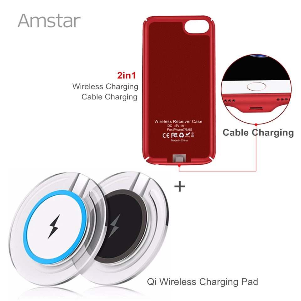 Amstar Qi Wireless Charger Charging Pad Qi Charger for iPhone X 8 8Plus + Wireless Charger Receiver Case for iPhone 7 6S 6 Plus
Amstar Qi Wireless Charger Charging Pad Qi Charger for iPhone X 8 8Plus + Wireless Charger Receiver Case for iPhone 7 6S 6 Plus