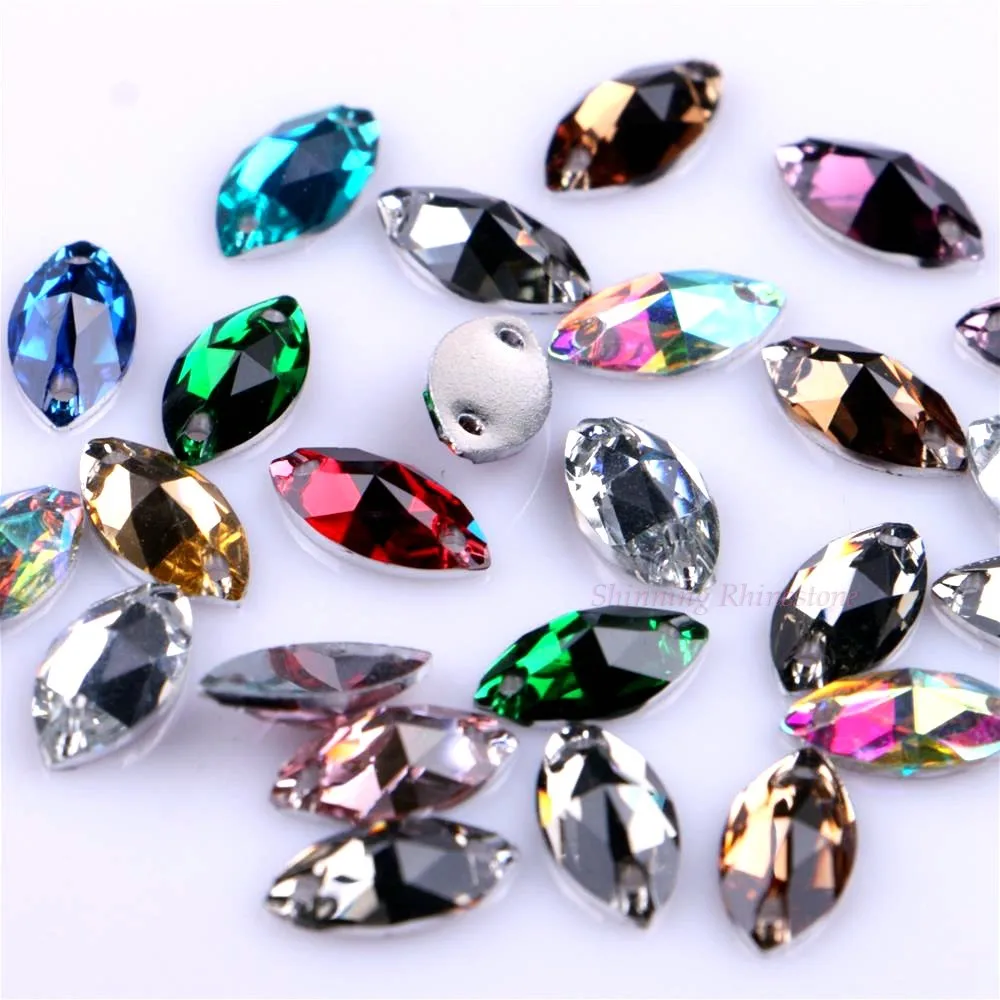 6x12mm 50pcs Horse Eye Shape Sew On Rhinestone Multi-colored Silver Base Beads Sewing On Leaf / Marquise Stones Two Holes
6x12mm 50pcs Horse Eye Shape Sew On Rhinestone Multi-colored Silver Base Beads Sewing On Leaf / Marquise Stones Two Holes