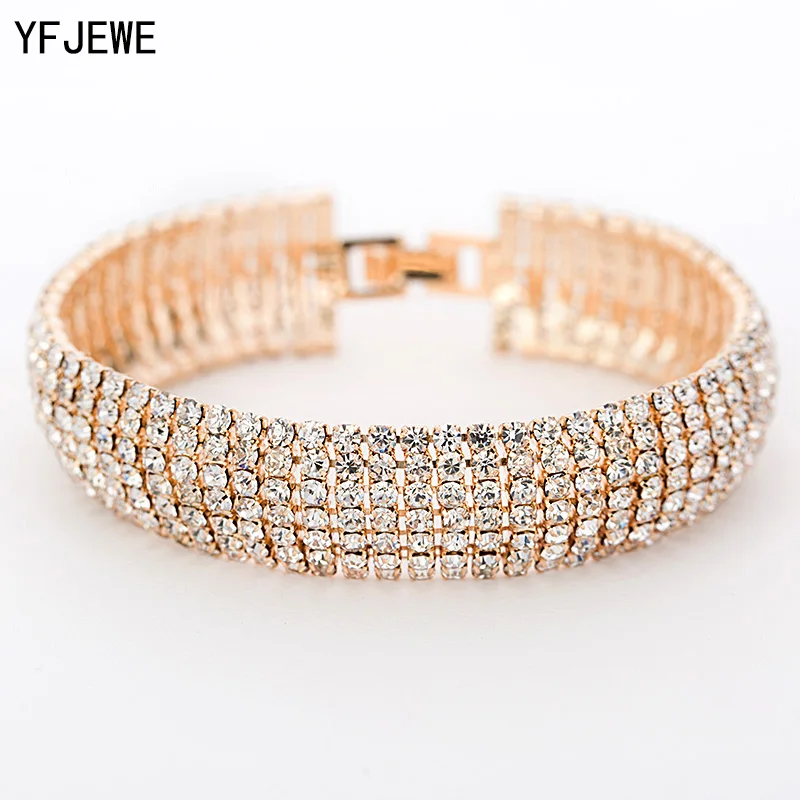 Роскошные браслеты с кристаллами для женщин позолоченные и серебряные звеньевые